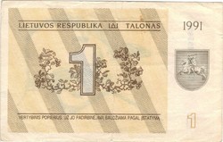 1 Talon talonas 1991 lithuania text under number 1