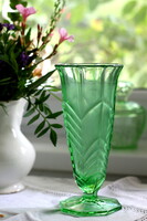Art deco zöld üveg váza