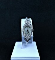 Special 14k white gold hilton women's watch with diamond stones!