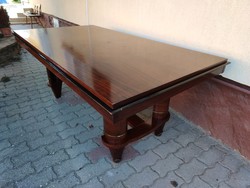 Collapsible, easily transportable, antique, 8-seater, art deco, mahogany meeting and dining table
