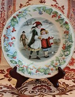 Exkluzív szecessziós gyerekekkel díszített porcelán tányér, karácsonyi dísztányér 3 (L4020)