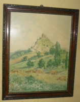 Veress element: Bakony, Csesnek Castle /watercolor landscape/
