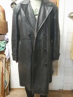 Original retro 50s-60s long men's leather jacket. XL size.