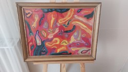 (K) abstract painting with frame 59x46 cm