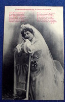 Antik Bergeret fotó képeslap  imádkozó menyasszony