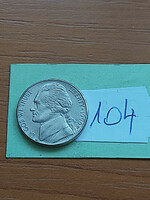 Usa 5 cents 1996 / p, thomas jefferson, copper-nickel 104