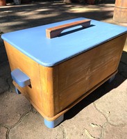 Renovated old wooden chest, storage for kitchen, children's toys, newspaper, retro