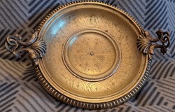 Antik ezüstözött talpas tál, asztalközép (M4098)