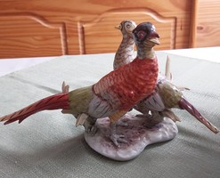 Pheasants porcelain ornament