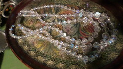 39-42-46 Cm, three-strand, aurora borealis-colored, vintage necklace made of glass beads.
