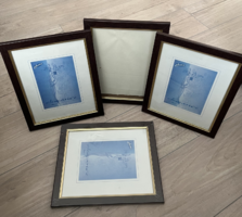 4 brown wood effect picture frames with glass sheets 25x30cm - new