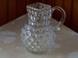 Antique baptismal jug, blistered, huta glass, larger size
