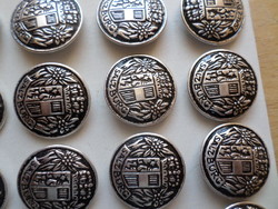 16 old-retro decorative metal buttons 23 mm