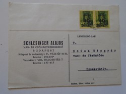 S5.30 Inflációs levelezőlap-1945 XII.7. Shcleshingert Alajos vas és csőnagykereskedő Budapest -Reich