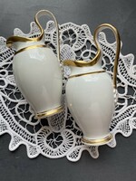 Beautifully shaped, thickly gilded, graceful small white cream pourer