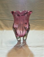 Sklo union large glass vase - josef hospodka chribska huta - 25 cm 2.7 kg