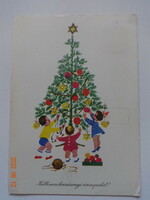 Régi grafikus karácsonyi üdvözlő képeslap, B. Lazetzky Stella rajz