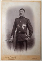 Antique hardback cabinet soldier photo, 16.2x10.7 cm, leop.Honisch, Zenica