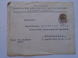 S9.31   LEVÉLBORÍTÉK  1941 Haladás Mélyépítő Szövewtkezet - Magyarkrucsói Szikszay Béla  ügynökség