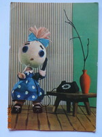 Old postcard with fairy tale characters - Böbe doll - puppet design by Sándor Lévai