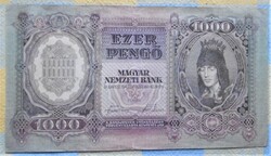 Bankjegy Ropogús 1000 Pengő Szálasi 1943 T1-2    RR