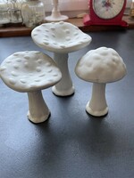 Hófehér biszkvit porcelán gombák - 3 db együtt