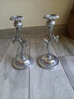 Pair of old art deco silver-plated candle holders (22x10.3 cm)