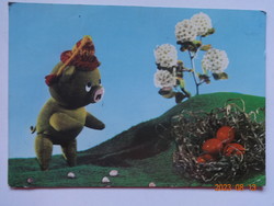 Régi mesefigurás húsvéti képeslap - Mazsola - Bródy Vera bábterv