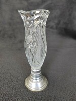 Violet vase with real silver base