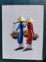 Chinese flower girl, embroidered picture