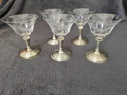 Polished glass short drink set with alpaca base