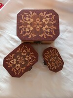Set of 3 inlaid gift boxes (dark base)