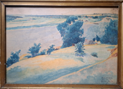 Sződy solid: landscape near the city of Kasimov, 1917 - old watercolor, Russia