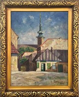 Brenner László (1897 - ) Tabán Mélypince söröző Görög utca 1925 c. festménye Eredeti Garanciával!