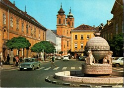 Székesfehérvár, Székesfehérvár freedom square postcard 1974