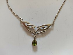 Israeli silver necklace with blue peridot stone