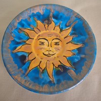Olasz kézzel festett 'boldog nap' porcelán tányér