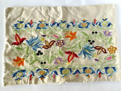 Antique linen matyó embroidered throw pillow