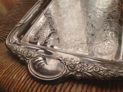 Beautiful, richly decorated, thick, massive, silver-plated tray