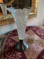 Antik talpas kristály váza