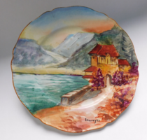 Limoges-i kézzel festett századforduló környéki porcelán tányér 19.5 cm