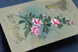 Antik kézzel festett cellulóz képeslap Szt Cecilia  napjára
