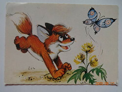 Old postal clean postcard with fairy tale characters: vuk (Pannonia film studio)