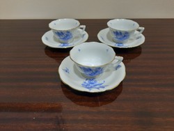 1942-es Herendi kék Tulipán mintás porcelán kávés csésze + alj