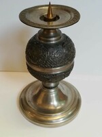 Decorative marked pewter candle holder