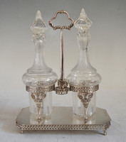 Oil and vinegar holder with silver frame