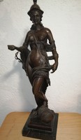 Huge antique bronze statue, goddess Diana, marked 