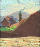 Worker Béla Mészöly (1889 - 1944) waterfront landscape 1924 c. Pastel picture with original guarantee!