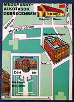 Medgyessy alkotások Debrecenben - térkép képeslap - Carthographia Bp 1982