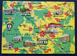 Zirc and its surroundings - Áfés map postcard - abc, pubs, bistros - cartographia bp 1978